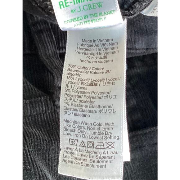 J. Crew Women's Flat Front Stretch Pockets Corduroy Wide Leg Pants Black Size 30 - Picture 10 of 10